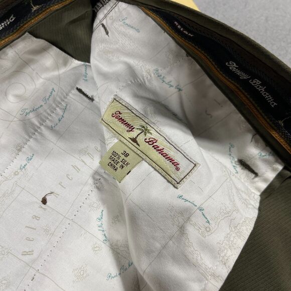 Tommy Bahama Shorts Men 38 Olive Green 100%‎ Silk Pleated Front Casual NWT - Picture 9 of 11